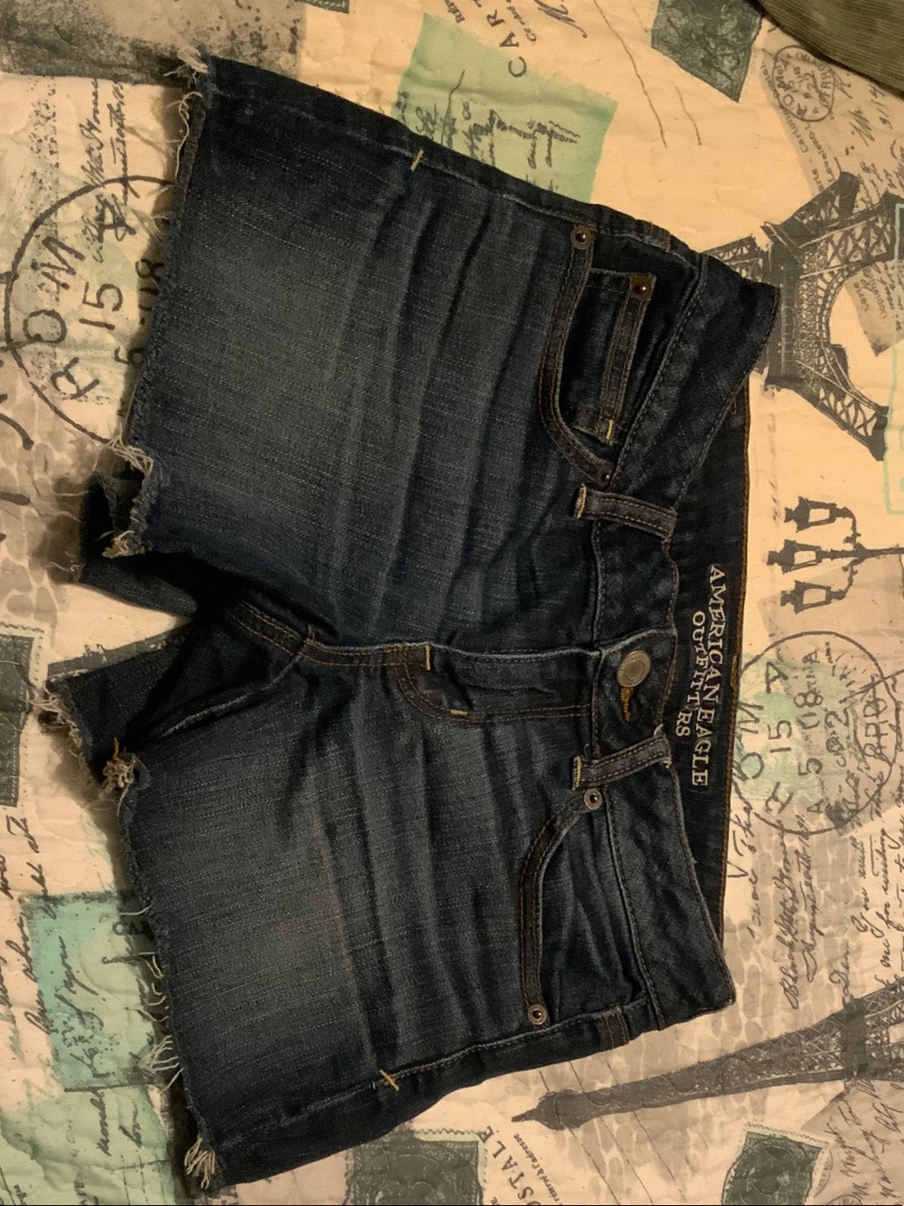 American Eagle Outfitters Dark Blue Denim Cutoff Shorts